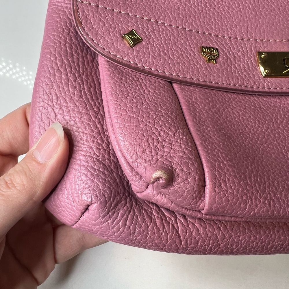 MCM Rose Pink Leather Gold Chain Link Shoulder Bag - Picture 4 of 8